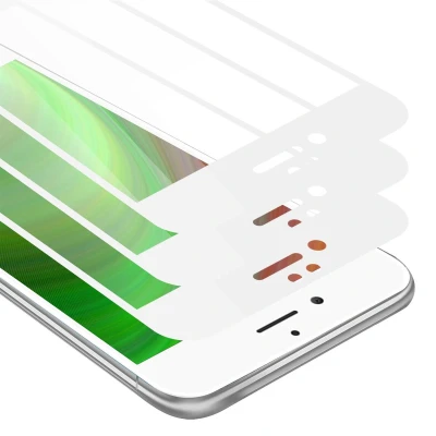 Afbeelding van Cadorabo 3x Screenprotector geschikt voor Apple iPhone 7 PLUS / 7S 8 Volledig scherm pantserfolie Beschermfolie in TRANSPARANT met WIT Getemperd (Tempered) Display beschermend glas 9H hardheid 3D Touch