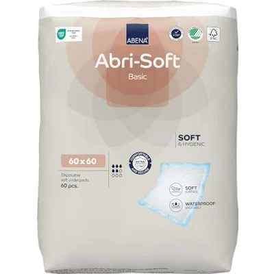 Afbeelding van Abena Abri Soft Basic Wegwerp Onderleggers Incontinentie 60 Voor bescherming van Matras, Bank of Stoel Tot 1.075 ml absorptie Waterdicht Duurzaam x cm