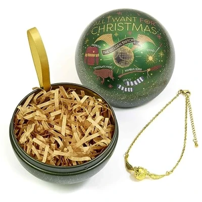 Afbeelding van The Carat Shop Harry Potter Golden Snitch Gouden Snaai Kerstbal Cadeaubal met Armband