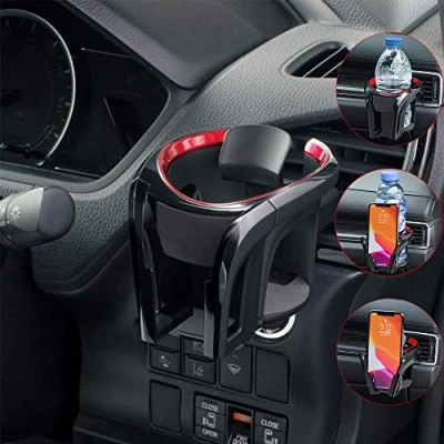 Afbeelding van autobekerhouder 2 in 1 flessenhouder koffie mobiele telefoonhouder verstelbare auto ventilatiehouder (rood)