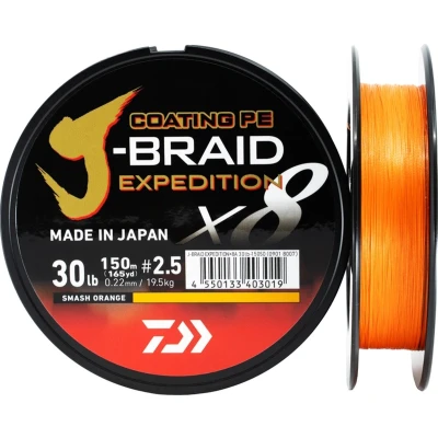 Afbeelding van Daiwa J Braid Expedition X8E Gevlochten lijn Smash Orange 0.13mm/8.4kg (150m)