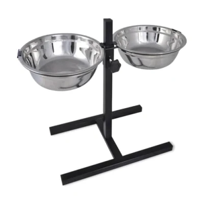 Afbeelding van vidaXL Verstelbare dubbele honden / katten voederbak (2 x 4.1L RVS bakken)
