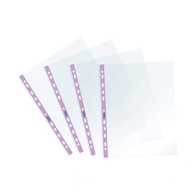 Afbeelding van Favorit 25 enveloppen geperforeerd, glanzend, hoge dikte, 22 x 30 cm, transparant met pastellila gekleurde band