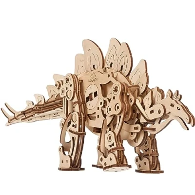 Afbeelding van UGEARS Stegosaurus houten modelbouw 3D puzzel dinosaurus van hout mechanische met authentieke bewegingen volwassen constructie voor modelliefhebbers en