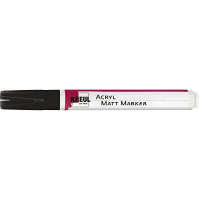 Afbeelding van KREUL 46239 Acrylmarker, mat, medium, met ronde punt, ca. 2 4 mm, permanente acrylverf op waterbasis, voor filigrane accenten, mat zwart