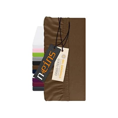 Afbeelding van npluseins Hoeslaken 100% katoen voor topper, 120 x 200 cm, chocoladebruin