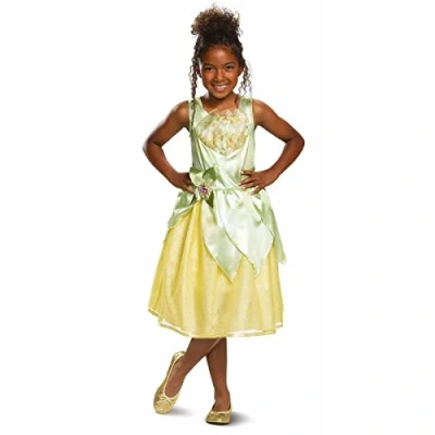 Afbeelding van Disney Officiële Deluxe prinses Tiana kostuum, prinsessenkostuum voor meisjes, maat S
