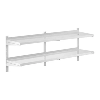 Afbeelding van Royal Catering Wandrek voor keuken, zwevende plank, roestvrij staal, 150 cm, RCWR 1500.4 (150 x 40 wandmontage, dikte 3,5 capaciteit kg)