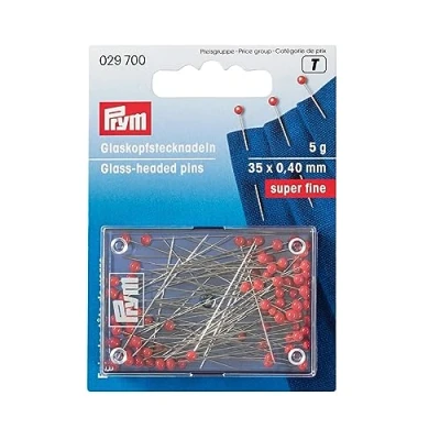 Afbeelding van Prym glaskop spelden, extra dun, staal, knopspelden, rood