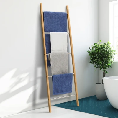 Image de Porte serviettes échelle 5 niveaux RITA en bambou IDMarket