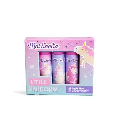 Afbeelding van MARTINELIA Trio eenhoorn lippenbalsems voor kinderen assortiment van 3 hydraterende lippensticks cadeau meisjes