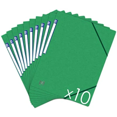 Afbeelding van OXFORD TopFile+ Kartonnen mappen zonder flappen met elastiekjes, DIN A4, groen, 10 stuks