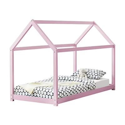 Afbeelding van Kinderbed Netstal houten bed huisbed 90x200 cm roze