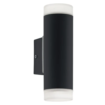 Afbeelding van EGLO Riga LED Buitenverlichting IP44 Wandlamp 2 Lichts Zwart Gesatineerd