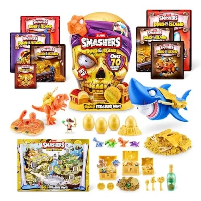Afbeelding van ZURU SMASHERS Dino Island, Gold Treasure Hunt, Series 1, Orange Dinosaur Skull, Surprise Collectible Toy, Giant (31,6 cm) (oranje)