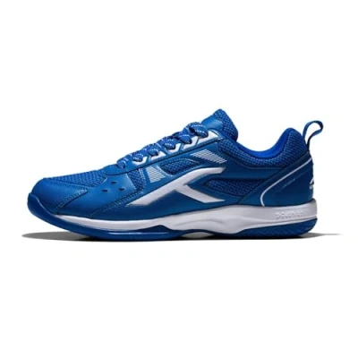 Afbeelding van HUNDRED Raze Non Marking professionele badmintonschoenen voor heren (blauw/wit, maat: UK 5/US 6/EU 39) Materiaal Bovenwerk: Polyester, Zool: Rubber Geschikt indoortennis/squash/tafeltennis/basketbal en padel
