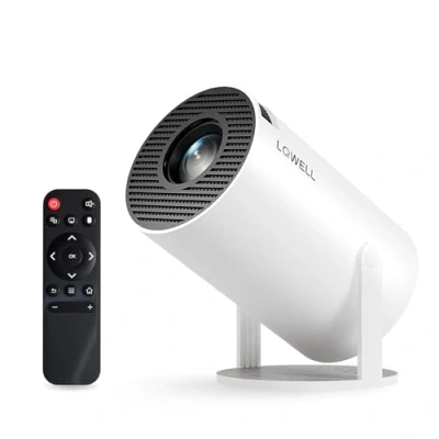 Afbeelding van LQWELL® Mini projector WiFi 6, BT5.0 met Android 11.0 besturingssysteem, trapeziumcorrectie, 180 graden hoek, 130 inch scherm voor telefoon/pc/PS5/stick, 4K HDMI thuisprojector