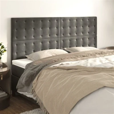 Afbeelding van vidaXL Hoofdborden 4 st 90x5x78/88 cm fluweel donkergrijs