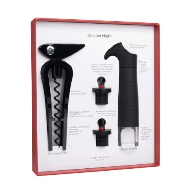 Afbeelding van L&#039;ATELIER DU VIN Chic Set Night Sommelier set, cadeauset Kurkentrekker Monsieur Vacuümpomp voor wijn Guard&#039;vin ON/OFF