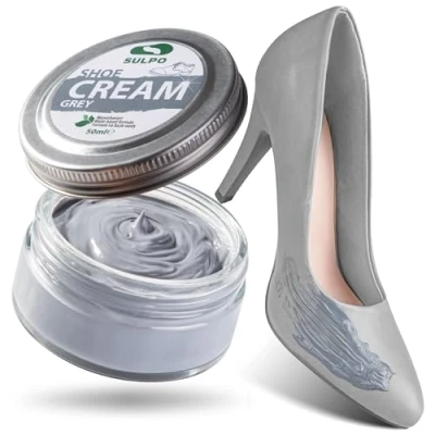 Afbeelding van SULPO Schoensmeer zwart Shoe Cream schoenwas leercrème schoenreiniger op water gebaseerd vernieuwend leerverzorging echt leer en kunstleer 50 ml, grijs.