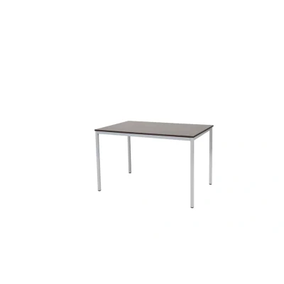 Afbeelding van Domino Basic bureautafel, vaste hoogte met 120x80cm logan eiken 25mm blad en aluminium (RAL9006) 4 poot frame