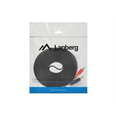 Image de Lanberg env. mjrc 10cc 0050 bk 2 x rca vers jack mâle câble audio stéréo, 5 m noir ca