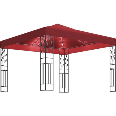 Afbeelding van Prieel met LED lichtslinger 3x3 m wijnrood