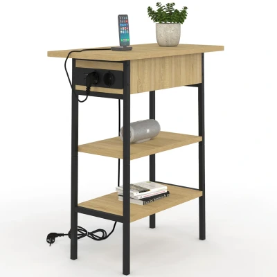 Image de Table d&#039;appoint chevet avec multiprise DETROIT design industriel