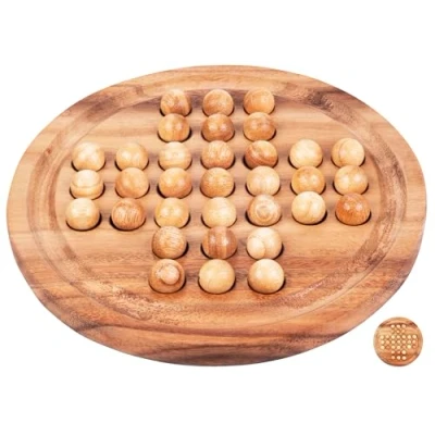 Afbeelding van Engelhart 350470 Solitaire van hout houten hoofdbreker 33 ballen maat L 1 speler 6 jaar en ouder