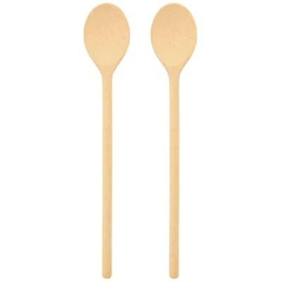 Afbeelding van teemando® Set van 2 stevige ovale houten keukenlepels 30 cm voor koken en bakken, gegarandeerd onbreekbaar bij normaal gebruik