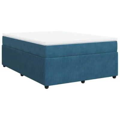 Afbeelding van vidaXL Boxspring met matras fluweel donkerblauw 160x200 cm