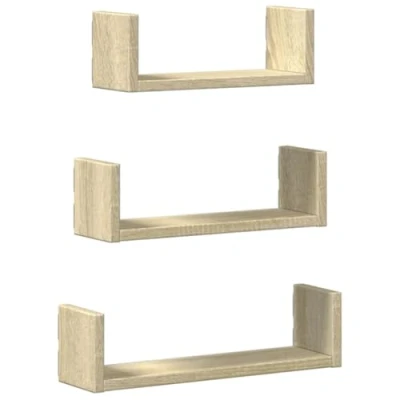 Image de vidaXL Étagères murales 3 pcs Chêne sonoma Bois d&#039;ingénierie800201