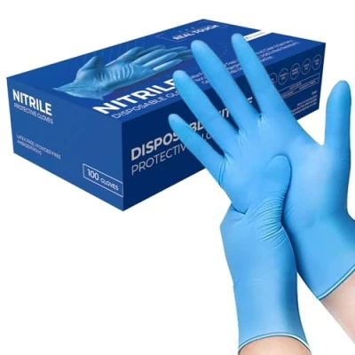Afbeelding van Professionele wegwerphandschoenen van nitril, poedervrij, extra sterk, 100 stuks, blauw (maat M)