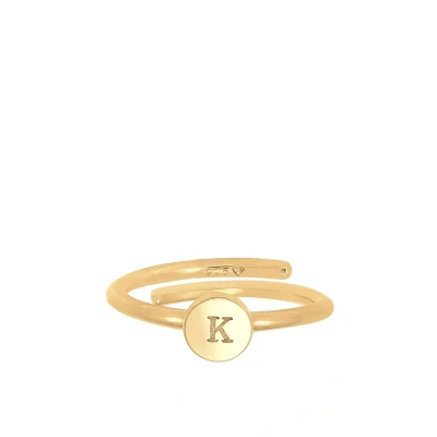 Afbeelding van Elli Letter K Ring goldcoloured, Dames, Maat: 54, Gold coloured