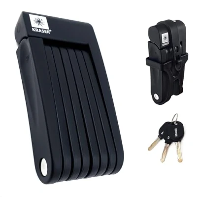 Afbeelding van KRASER KR7022B Compact opvouwbaar fietsslot, gewrichten van 360 staal, inclusief transporthouder, veiligheidsslot voor fiets en elektrische step, 70 cm