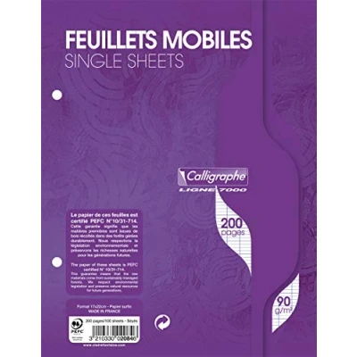 Afbeelding van Clairefontaine gelinieerd papier, 2 voudig geperforeerd, 17 x 22 cm, wit, 100 stuks