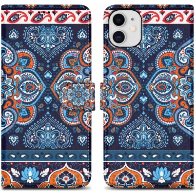 Afbeelding van Cadorabo Hoesje geschikt voor Apple iPhone 11 Design Blauwe Mandala No. 1 Beschermhoes Case Cover met magnetische sluiting, standaardfunctie en kaartvakje