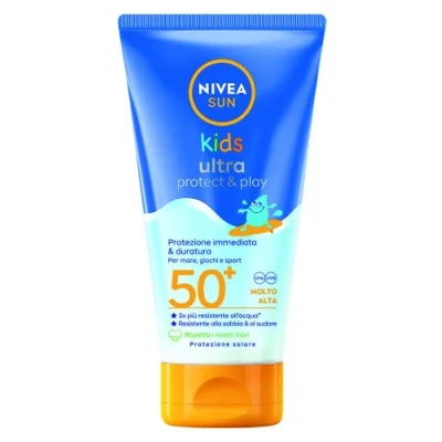 Afbeelding van NIVEA SUN Lait solaire Kids Ultra Protect &amp; Play FP50+ 150 ml, protection pour enfants extrêmement résistante à l&#039;eau, crème partir de 3 ans