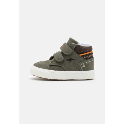 Afbeelding van Kangaroos KAVU Primo Unisex Sneakers hoog voor kinderen, Maat: 26, Olive/flame Imitatieleer/ textiel
