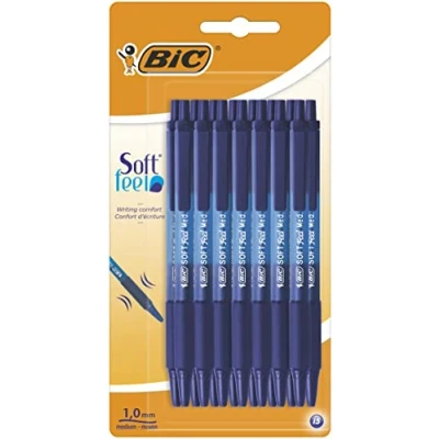 Image de BIC Softfeel Stylos Bille Rétractables Pointe Moyenne (1,0 mm) Bleu, Blister de 15