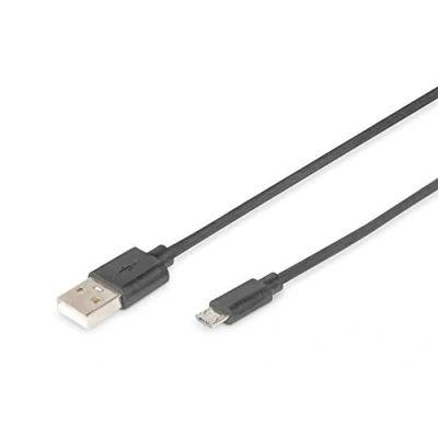 Afbeelding van Digitus USB kabel 2.0 A stekker, micro B stekker 1.80 m Zwart Rond, Afgeschermd (dubbel) DB 300127 018 S