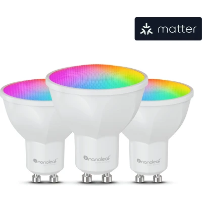 Afbeelding van Nanoleaf Matter GUI10 Smart Bulb Slimme Verlichting Fitting 3 Stuks Matter, Bluetooth, Google, Apple, Alexa Compatibel