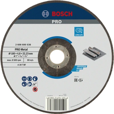 Image de BOSCH 2608600538 disque à poncer courbé Expert pour métal grandes meuleuses d&#039;angle avec écrou de serrage 180x4.8 mm