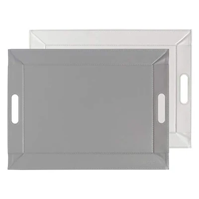 Afbeelding van Freeform FFTM1758 dienblad, kunstleer, wit/grijs, 55 x 41 cm