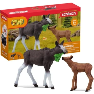 Image de Figurines Élan Femelle Avec Veau, Animaux Sauvages, Schleich 42629 Wild Life, Pour Enfant Des 3 Ans