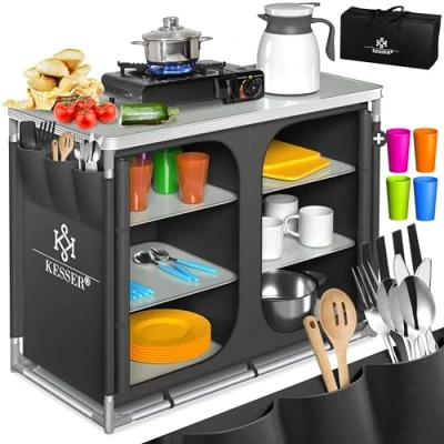 Afbeelding van KESSER® Campingkeuken Opvouwbaar Campingkast inclusief Opbergtas Kampeerkeuken Kampeerkast