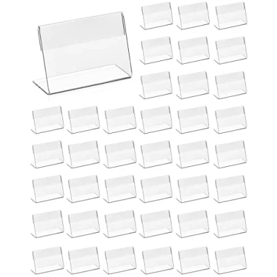 Afbeelding van QWORK 40 stuks transparante acryl labelhouder, naamkaarthouder, prijskaarthouder voor kantoor, school, supermarkt (6 x 4 cm)