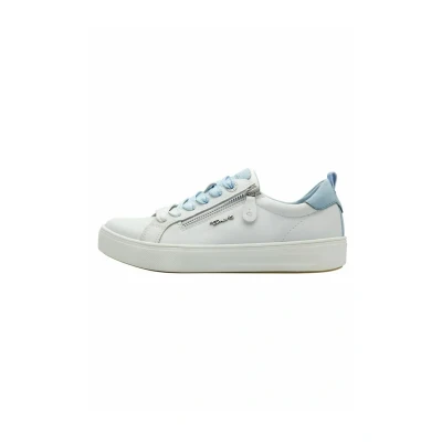 Afbeelding van TAMARIS Comfort Platte damessneakers met ritssluiting, Wit/Blauw, maat 39 EU, EU