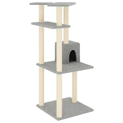 Afbeelding van vidaXL Kattenmeubel met sisal krabpalen 123 cm lichtgrijs