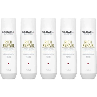 Afbeelding van 5x Goldwell Dualsenses Rich Repair Restoring Shampoo 250ml bundel/set/pakket Haibu by Kapperskorting.com